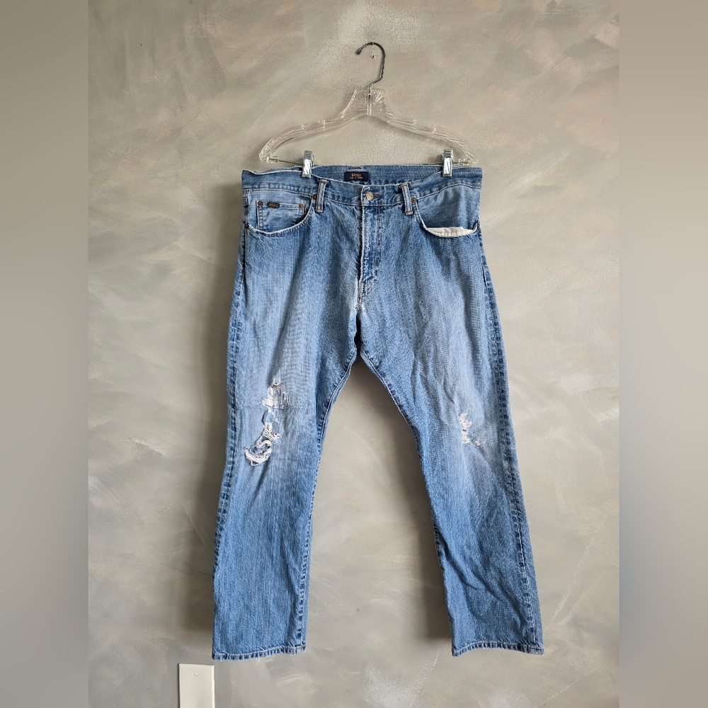Polo Ralph LaurenMen's Hampton Relaxed Straight Jeans Distressed 35×30